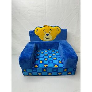 Build a Bear Workshop Blue Plush Toddler Chair with Teddy Bear Face